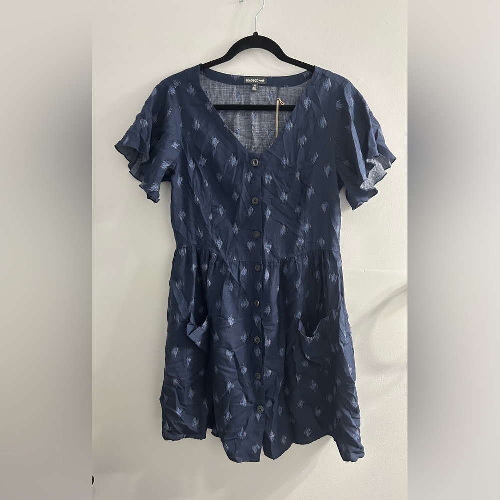NWT Toad & Co Hillrose SS Dress True Navy Geo Motif - Picture 3 of 8